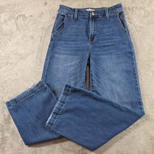 KanCan Trouser Jeans 27 High Rise Wide Leg Distressed Blue